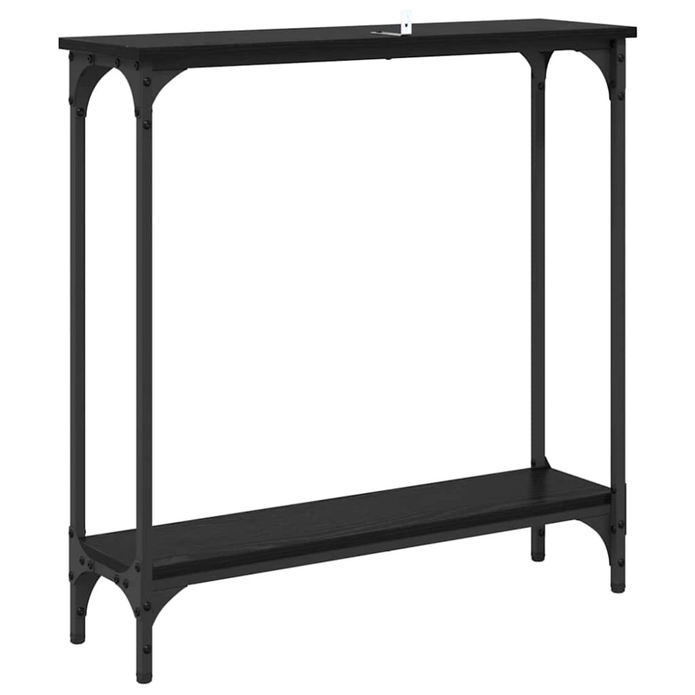 Produktbild för Konsolbord med hylla Svart Ek 75 x 22,5 x 75 cm Konstruerat trä