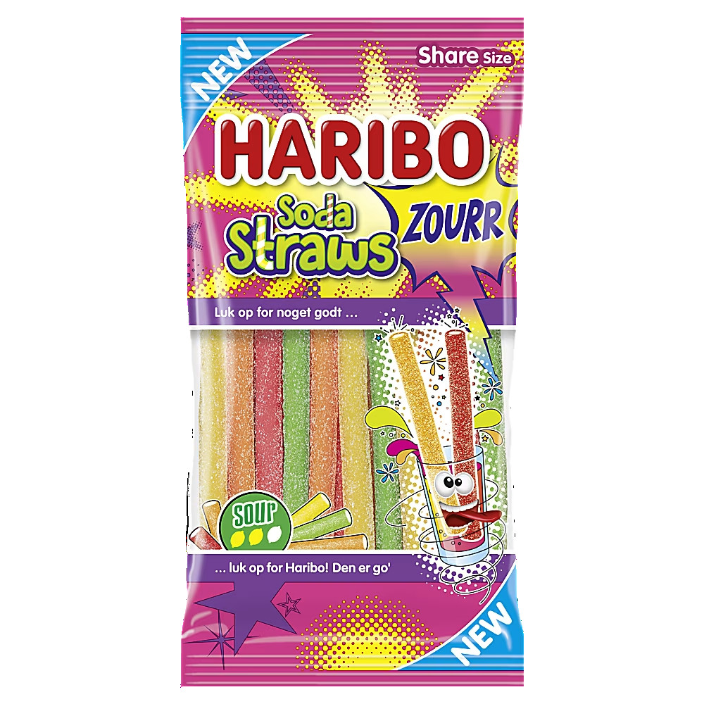 Produktbild för Haribo Soda Straws Zourr 90g