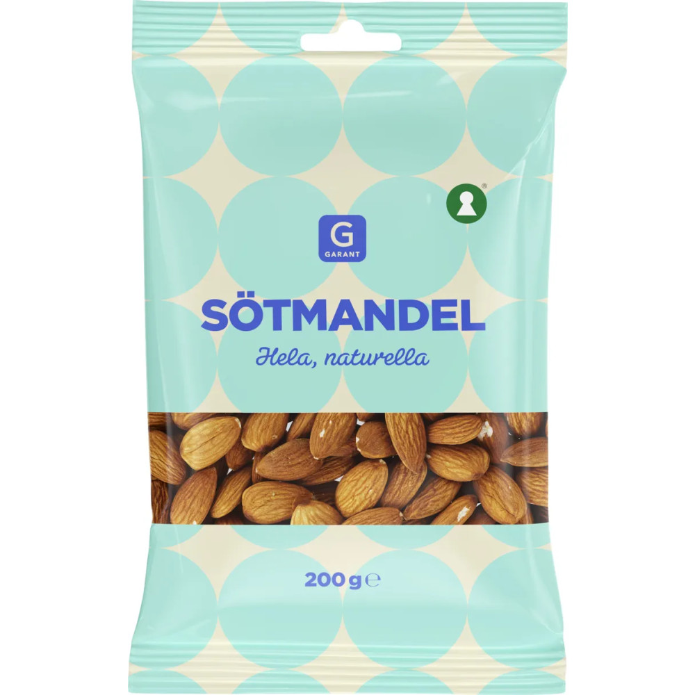 Produktbild för Garant Sötmandel Hela Naturella 200g