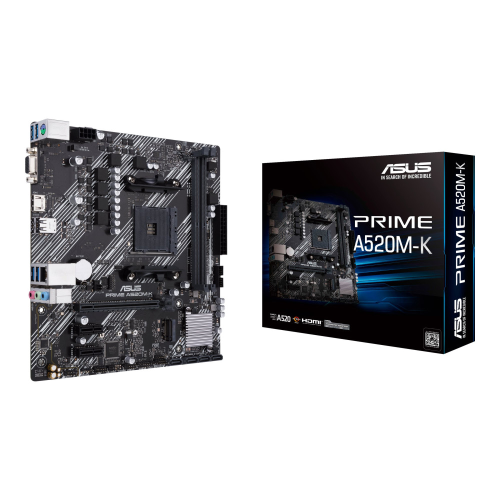 Produktbild för ASUS PRIME A520M-K - moderkort - micro ATX - Socket AM4 - AMD A520