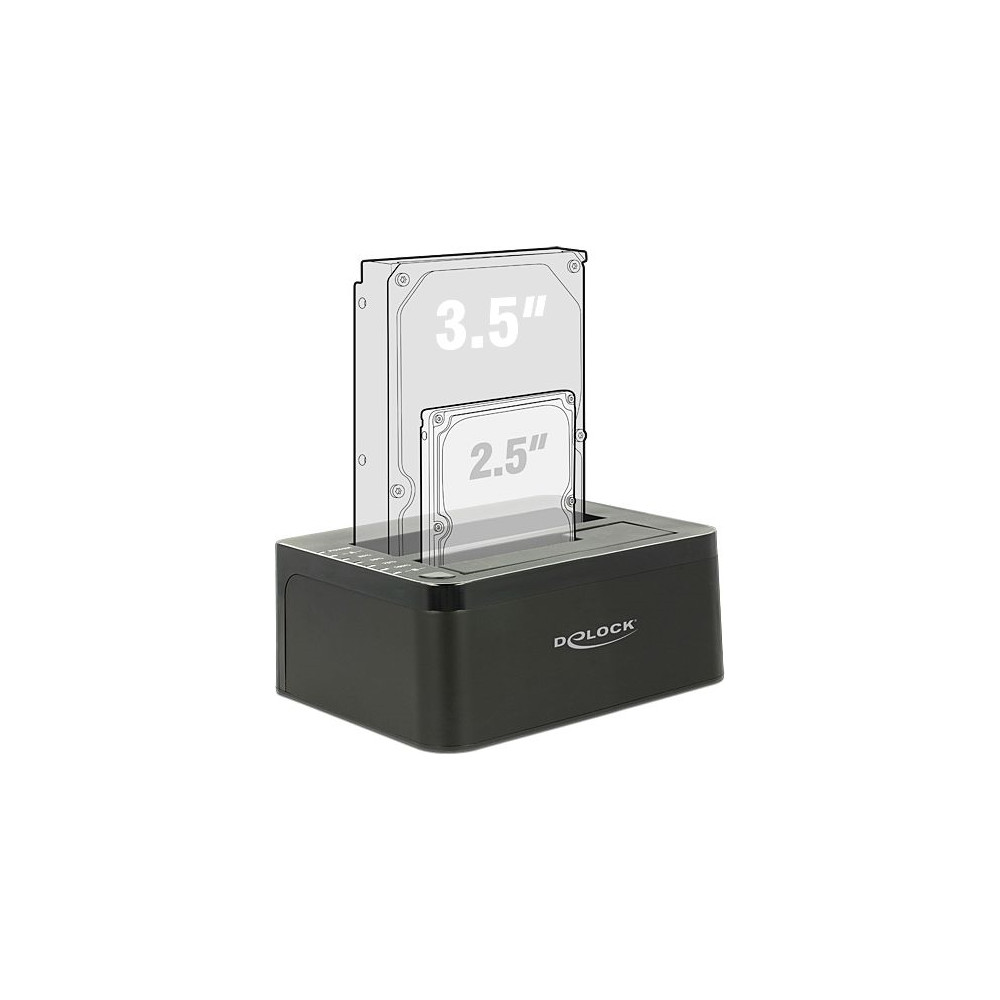Produktbild för Delock Dual Docking Station SATA HDD > USB 3.0 with Clone Function - kontrollerkort - SATA 6Gb/s - USB 3.0