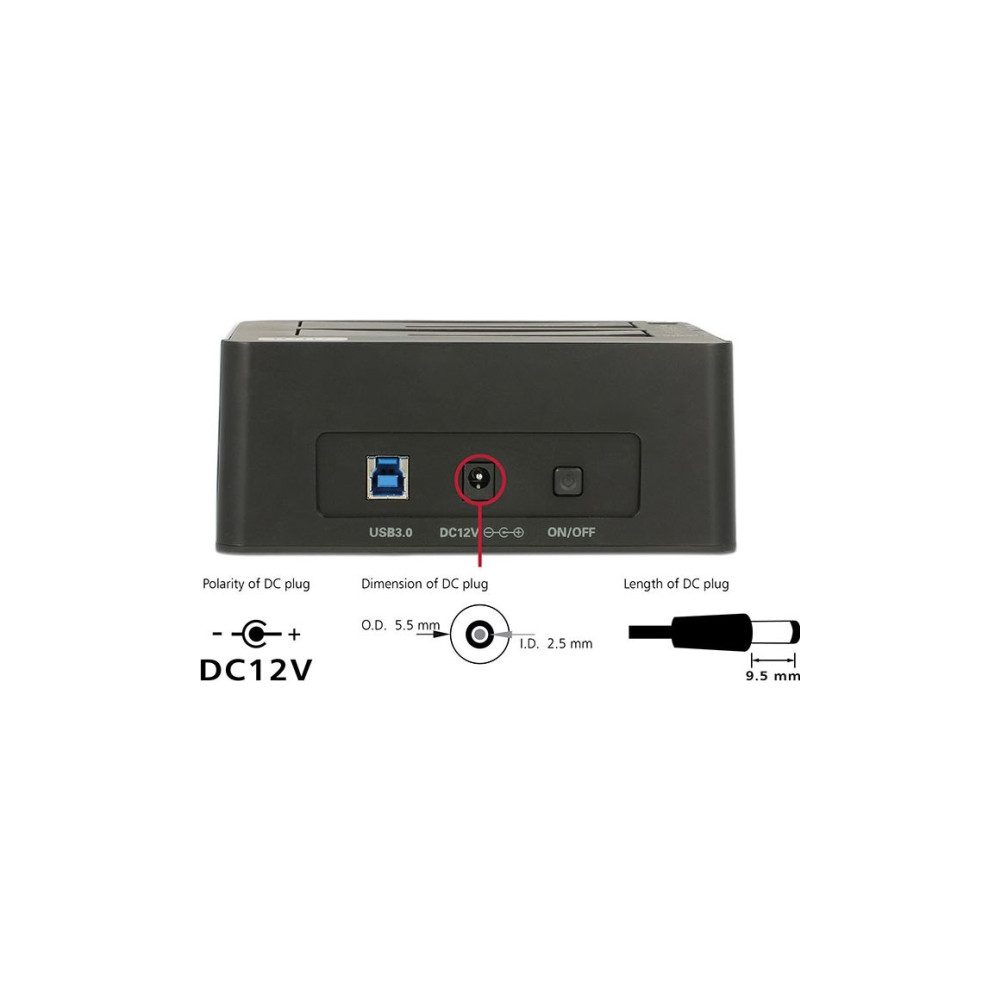 Produktbild för Delock Dual Docking Station SATA HDD > USB 3.0 with Clone Function - kontrollerkort - SATA 6Gb/s - USB 3.0