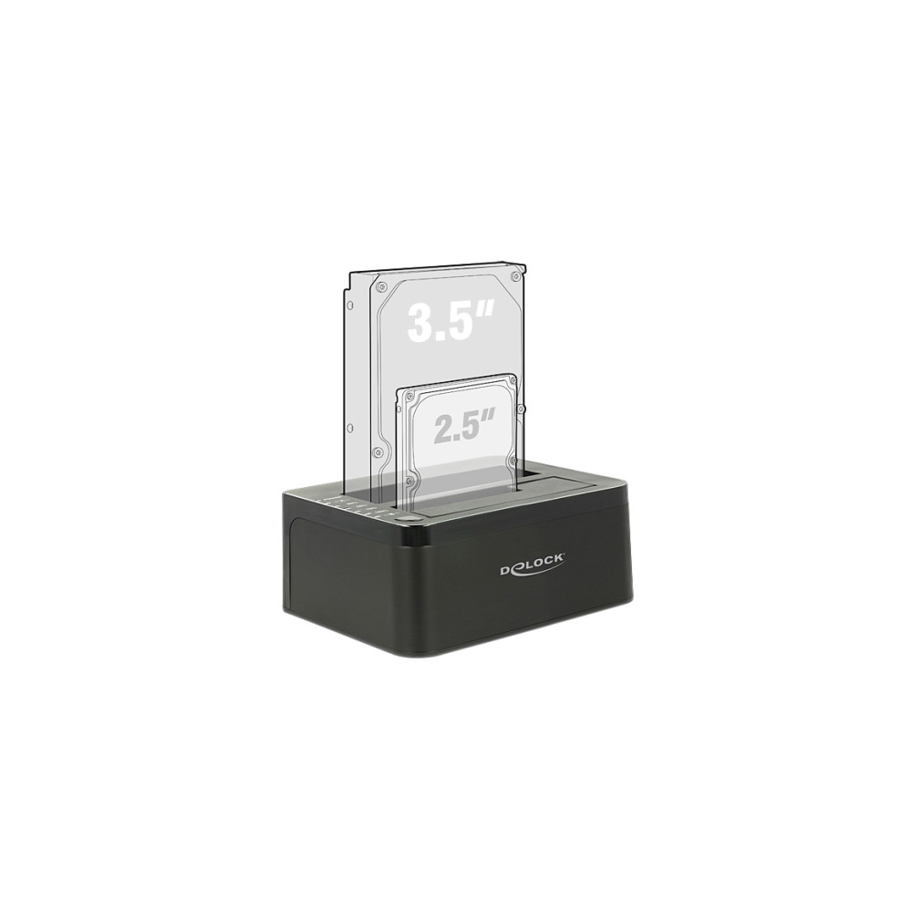 Produktbild för Delock Dual Docking Station SATA HDD > USB 3.0 with Clone Function - kontrollerkort - SATA 6Gb/s - USB 3.0