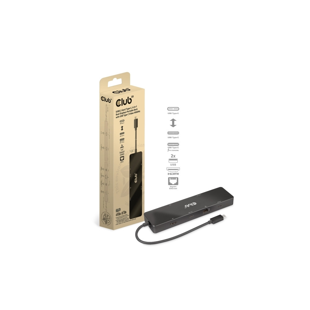 Produktbild för Club 3D - dockningsstation - USB-C - HDMI - 1GbE