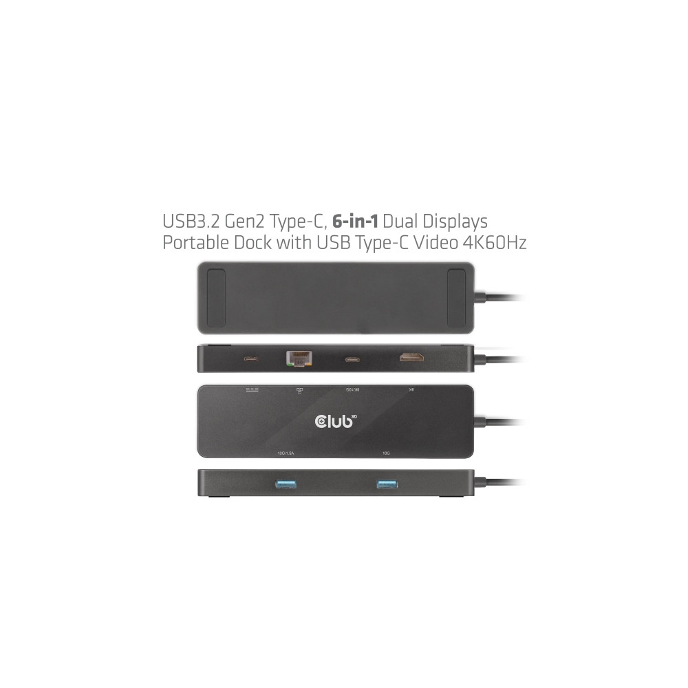 Produktbild för Club 3D - dockningsstation - USB-C - HDMI - 1GbE