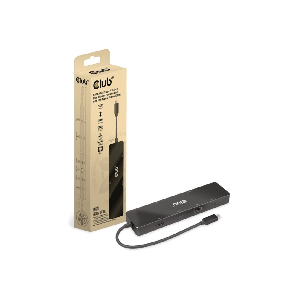 Produktbild för Club 3D - dockningsstation - USB-C - HDMI - 1GbE