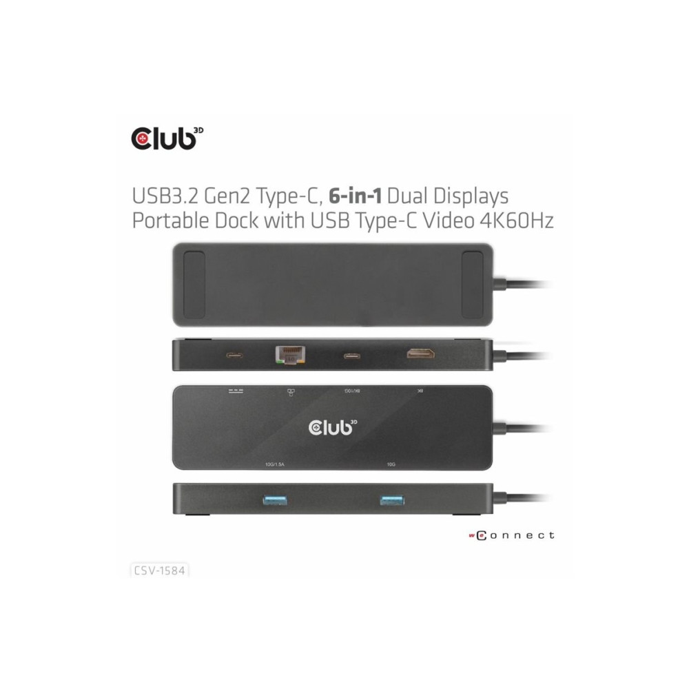 Produktbild för Club 3D - dockningsstation - USB-C - HDMI - 1GbE