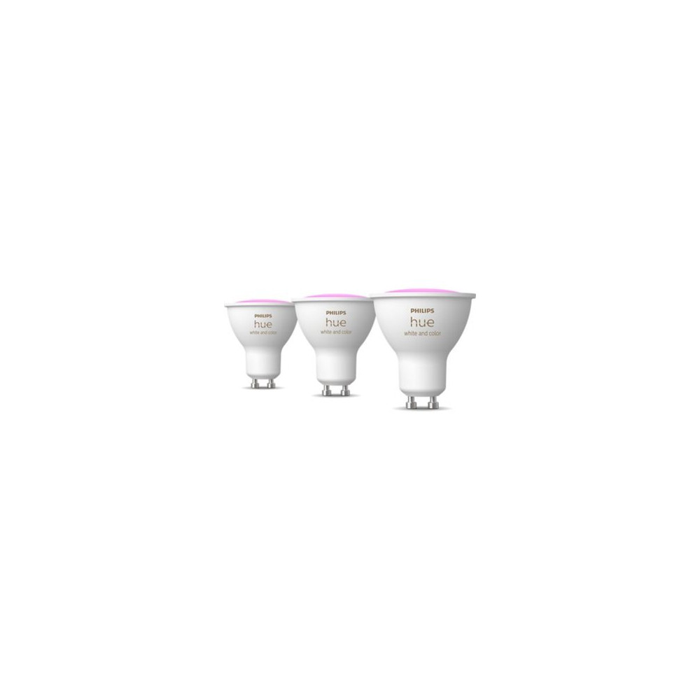 Produktbild för Philips Hue White and Color Ambiance - LED-spotlight - GU10 - 4.2 W - flerfärgad/varmt till kallt vitt ljus - 2000-6500 K (paket om 3)