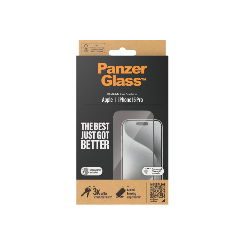 Produktbild för PanzerGlass - skärmskydd för mobiltelefon - ultrabred passning med EasyAligner