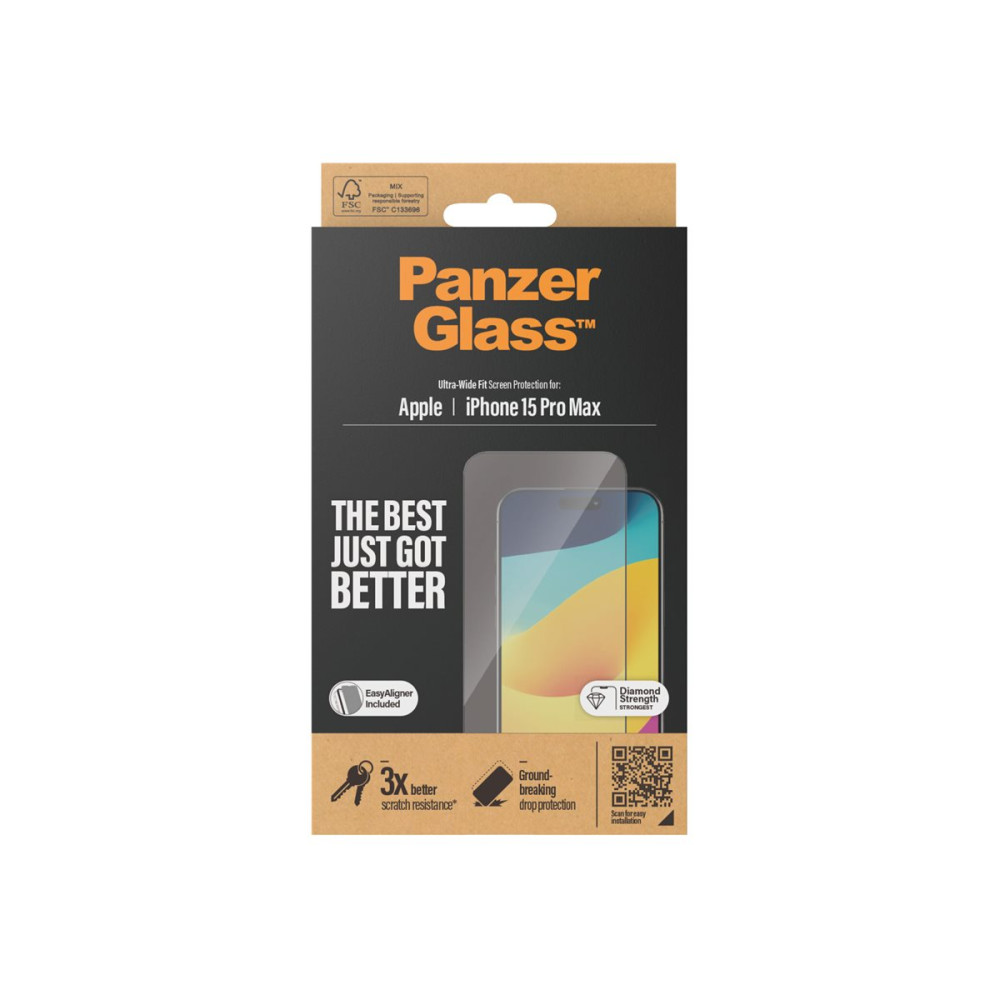 Produktbild för PanzerGlass - skärmskydd för mobiltelefon - ultrabred passning med EasyAligner