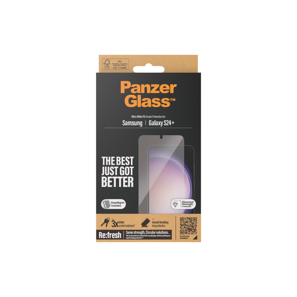 Produktbild för PanzerGlass - skärmskydd för mobiltelefon - ultrabred passning med EasyAligner