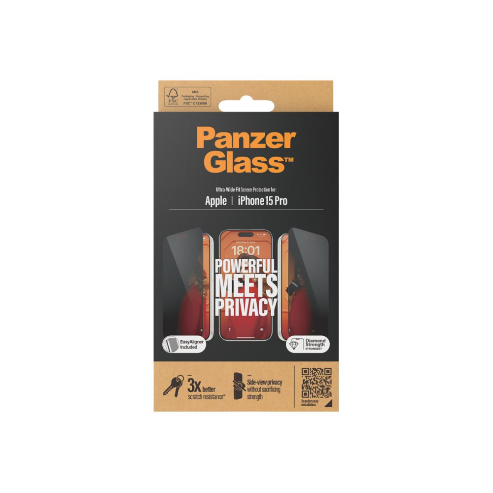 Produktbild för PanzerGlass - skärmskydd för mobiltelefon - ultrabred passning med EasyAligner
