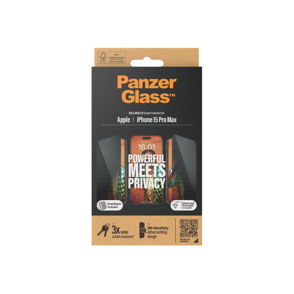 Produktbild för PanzerGlass - skärmskydd för mobiltelefon - ultrabred passning med EasyAligner