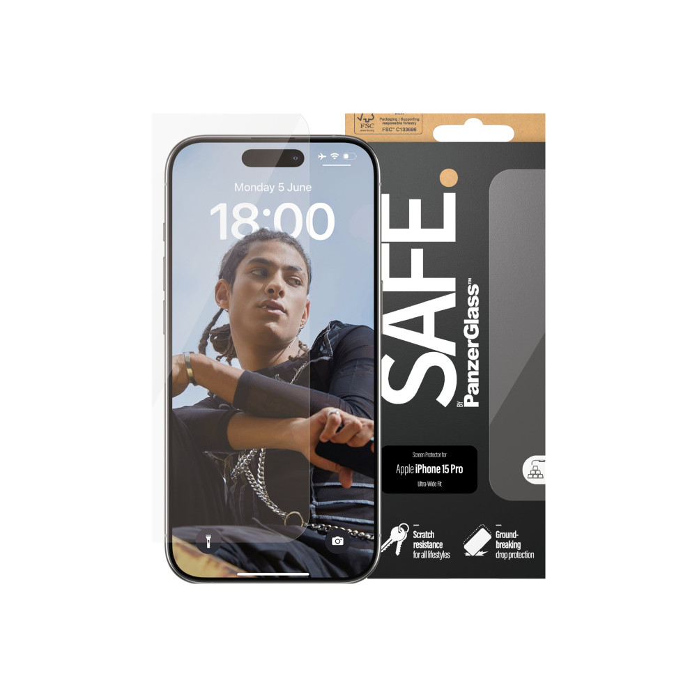 Produktbild för SAFE. by PanzerGlass - skärmskydd för mobiltelefon - ultrabred passning