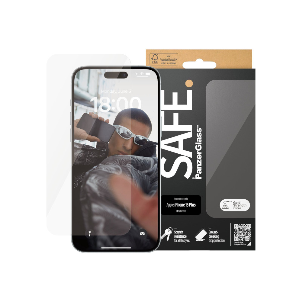 Produktbild för SAFE. by PanzerGlass - skärmskydd för mobiltelefon - ultrabred passning