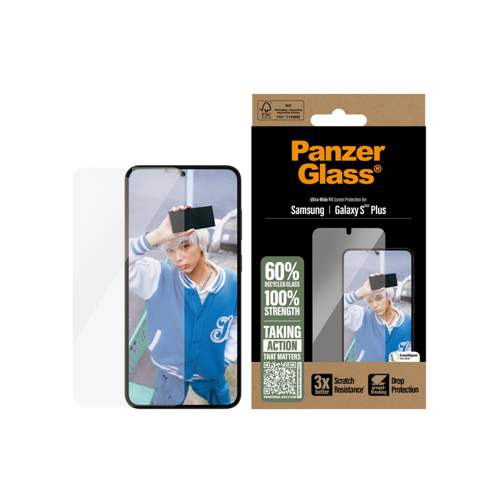 Produktbild för PanzerGlass - skärmskydd för mobiltelefon - ultrabred passning
