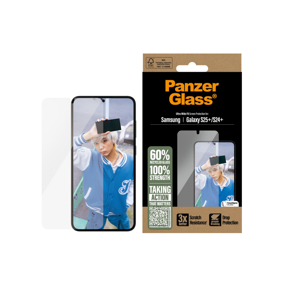 Produktbild för PanzerGlass - skärmskydd för mobiltelefon - ultrabred passning