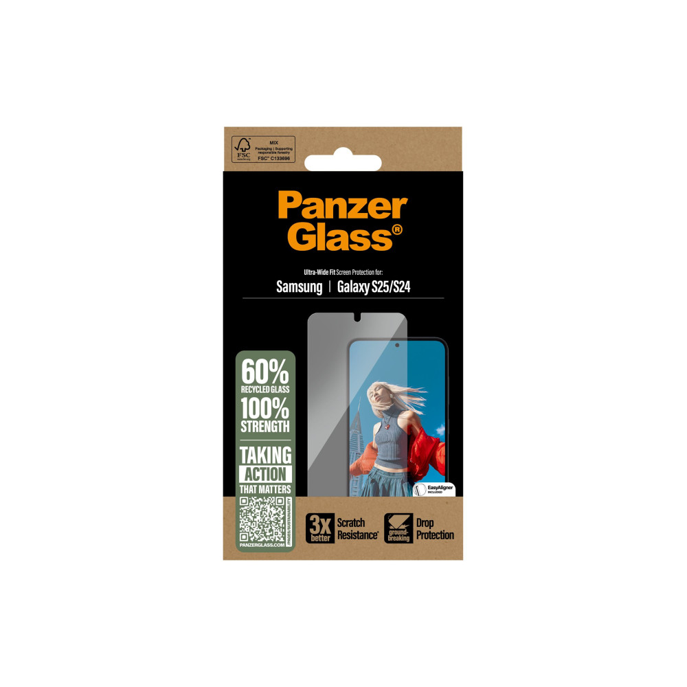 Produktbild för PanzerGlass - skärmskydd för mobiltelefon - ultrabred passning