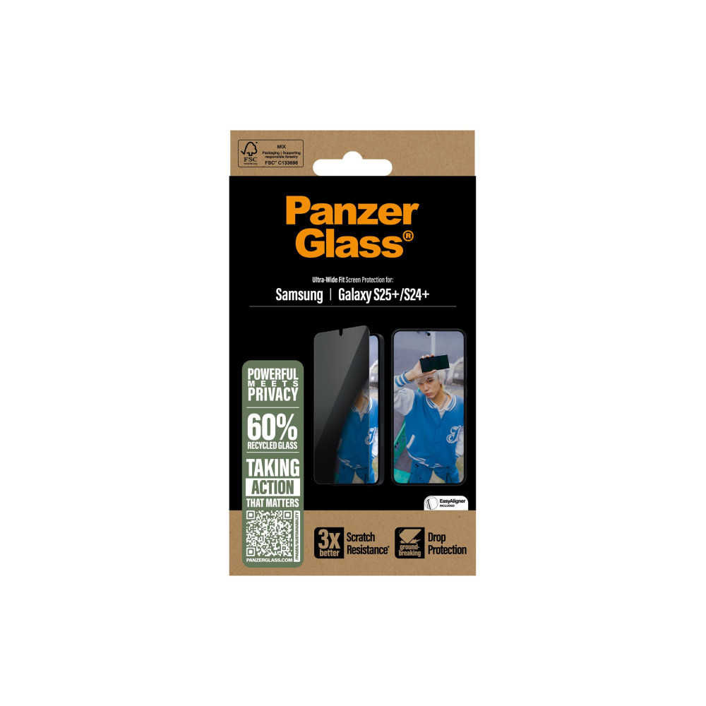 Produktbild för PanzerGlass - skärmskydd för mobiltelefon - ultrabred passning