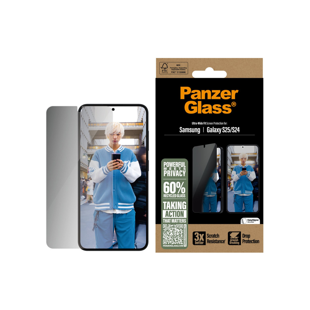 Produktbild för PanzerGlass - skärmskydd för mobiltelefon - ultrabred passning