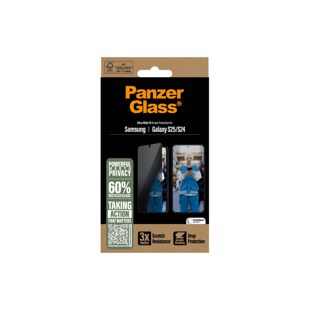 Produktbild för PanzerGlass - skärmskydd för mobiltelefon - ultrabred passning