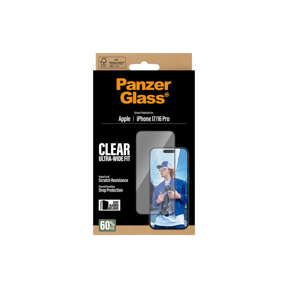Produktbild för PanzerGlass - skärmskydd för mobiltelefon - ultrabred passning med EasyAligner