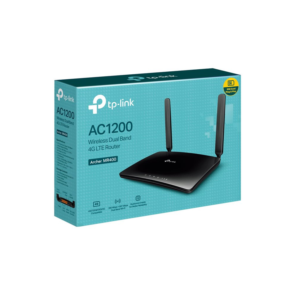 Produktbild för TP-Link Archer MR400 - trådlös router - WWAN - Wi-Fi 5 - skrivbordsmodell