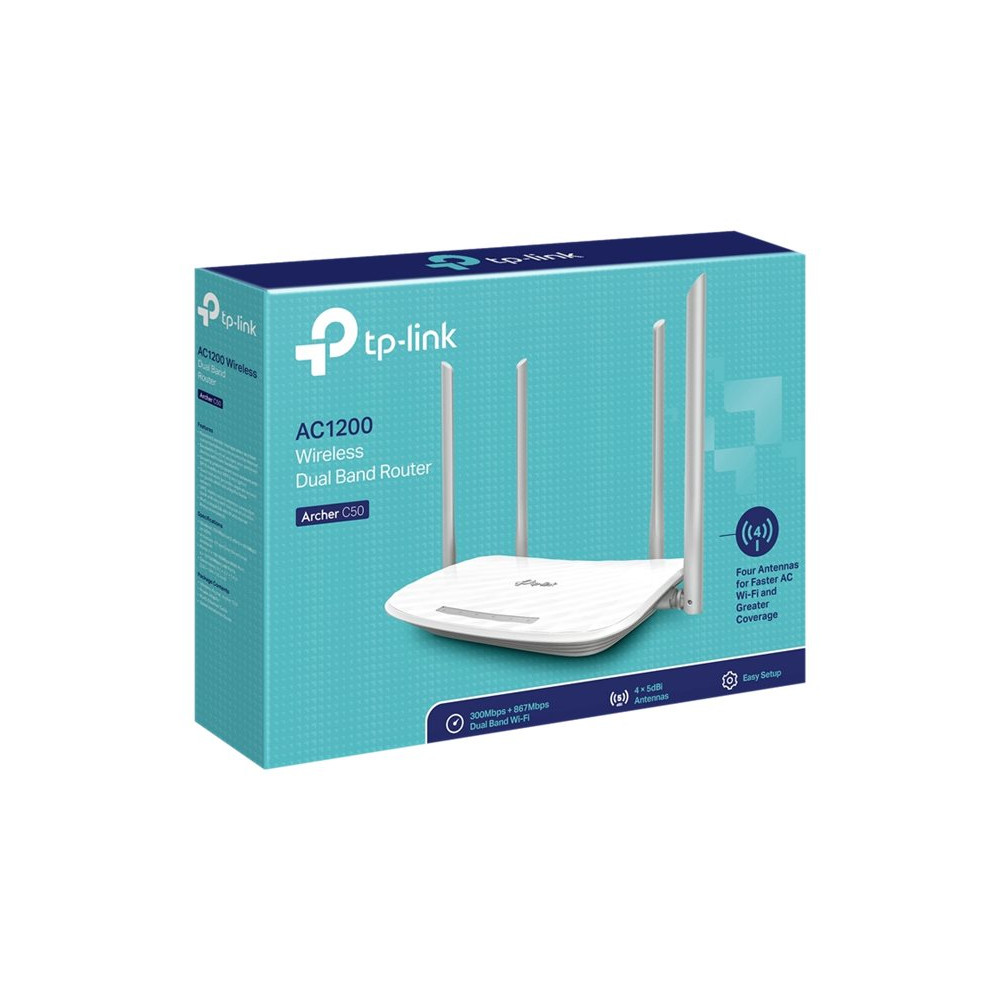 Produktbild för TP-Link Archer C50 - trådlös router - Wi-Fi 5 - skrivbordsmodell