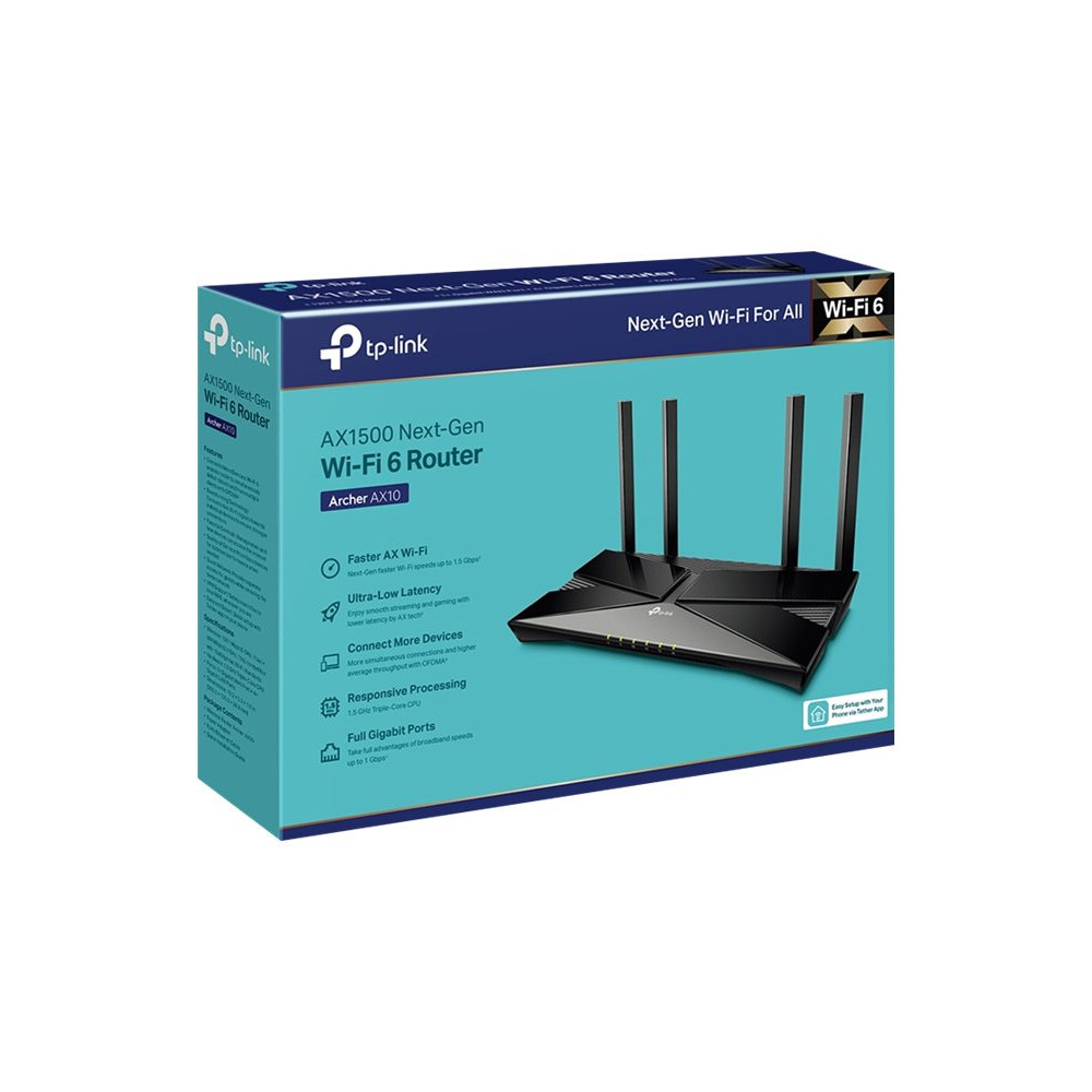 Produktbild för TP-Link Archer AX10 - trådlös router - Wi-Fi 6 - skrivbordsmodell