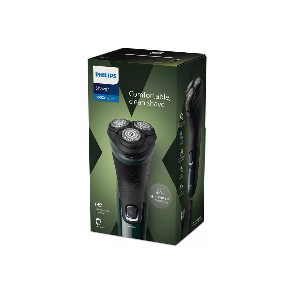 Produktbild för Philips 3000X Series X3002 - rakapparat - mörk skogsgrön