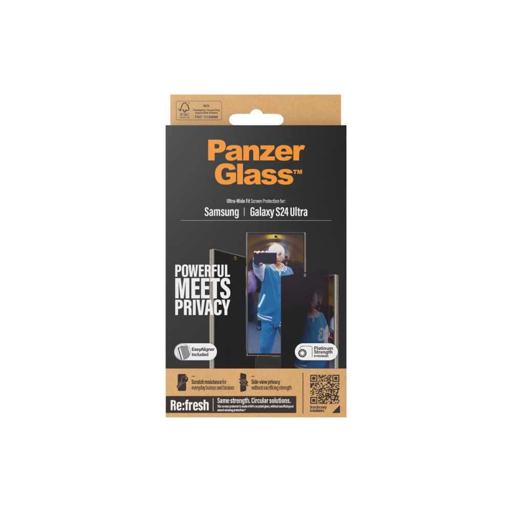 Produktbild för PanzerGlass - skärmskydd för mobiltelefon - ultrabred passning med EasyAligner