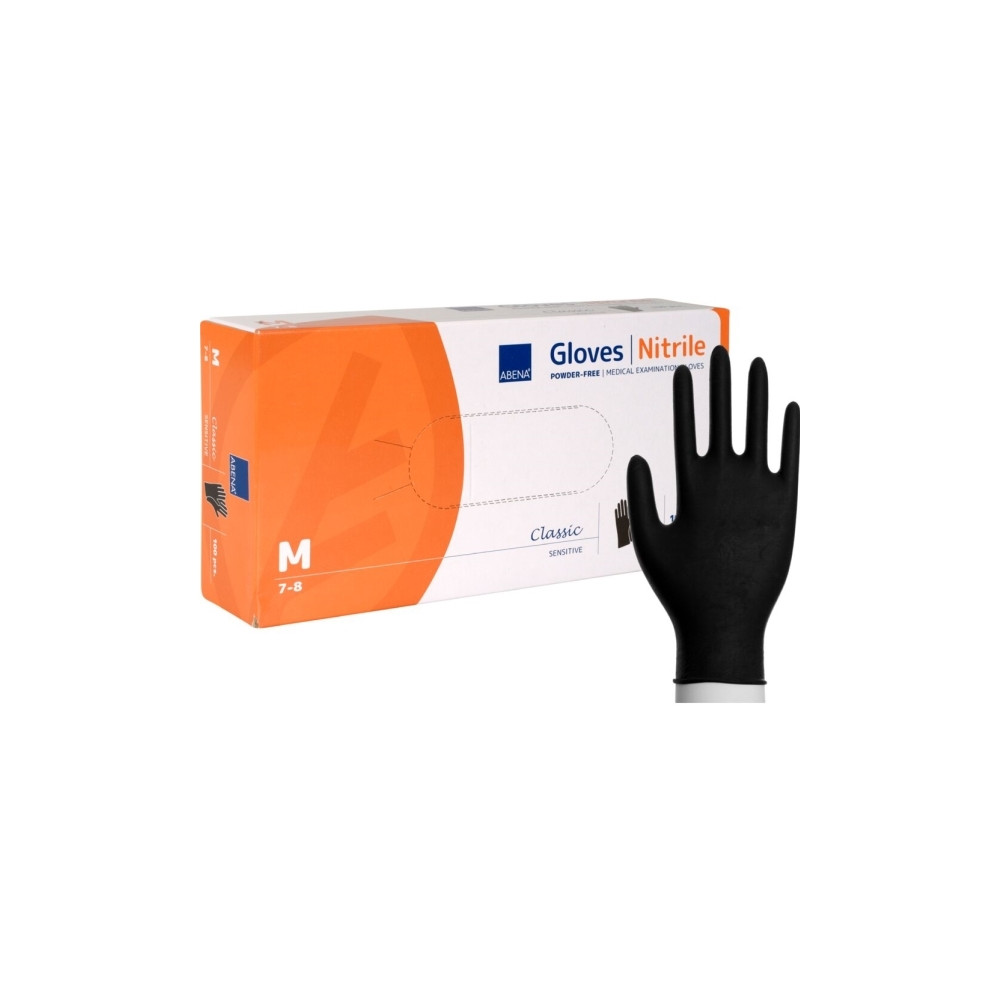 Produktbild för Abena Classic - handskar - storlek: 7-8 - medium - nitrilgummi - svart (paket om 100)