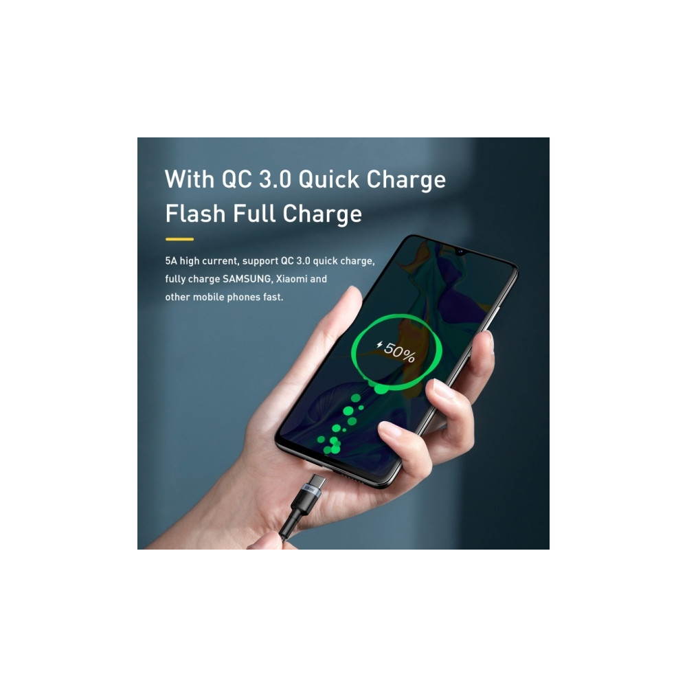 Produktbild för Baseus Cafule, 2 m, USB C, USB C, USB 2.0, 0,48 Gbit/s, Svar...