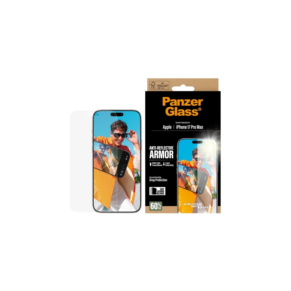 Produktbild för PanzerGlass - skärmskydd för mobiltelefon - anti-reflekterande rustning, med EasyAligner