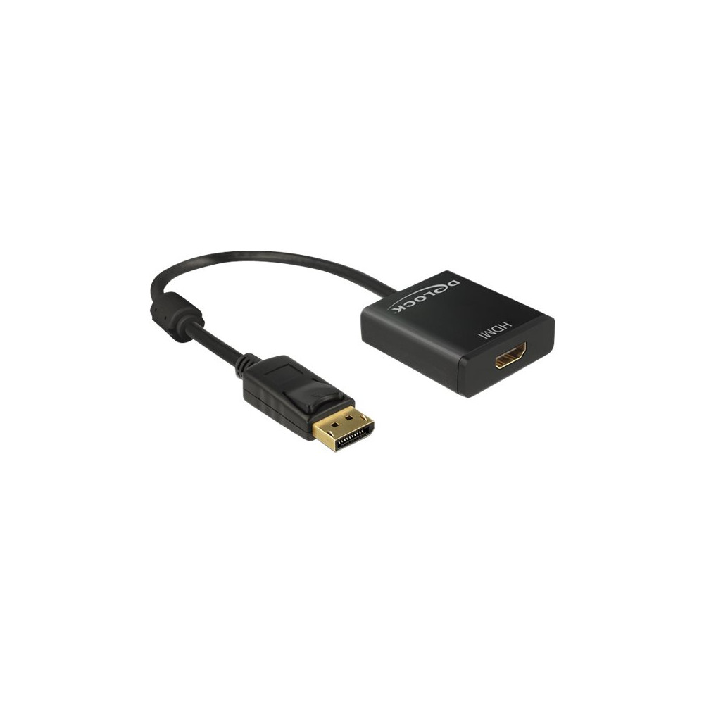 Produktbild för Delock Adapter Displayport 1.2 male > HDMI female 4K Active - videokonverterare - Parade PS171 - svart
