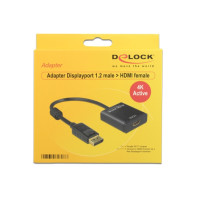 Produktbild för Delock Adapter Displayport 1.2 male > HDMI female 4K Active - videokonverterare - Parade PS171 - svart