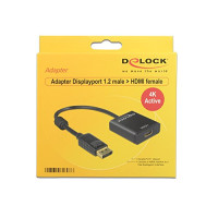 Produktbild för Delock Adapter Displayport 1.2 male > HDMI female 4K Active - videokonverterare - Parade PS171 - svart