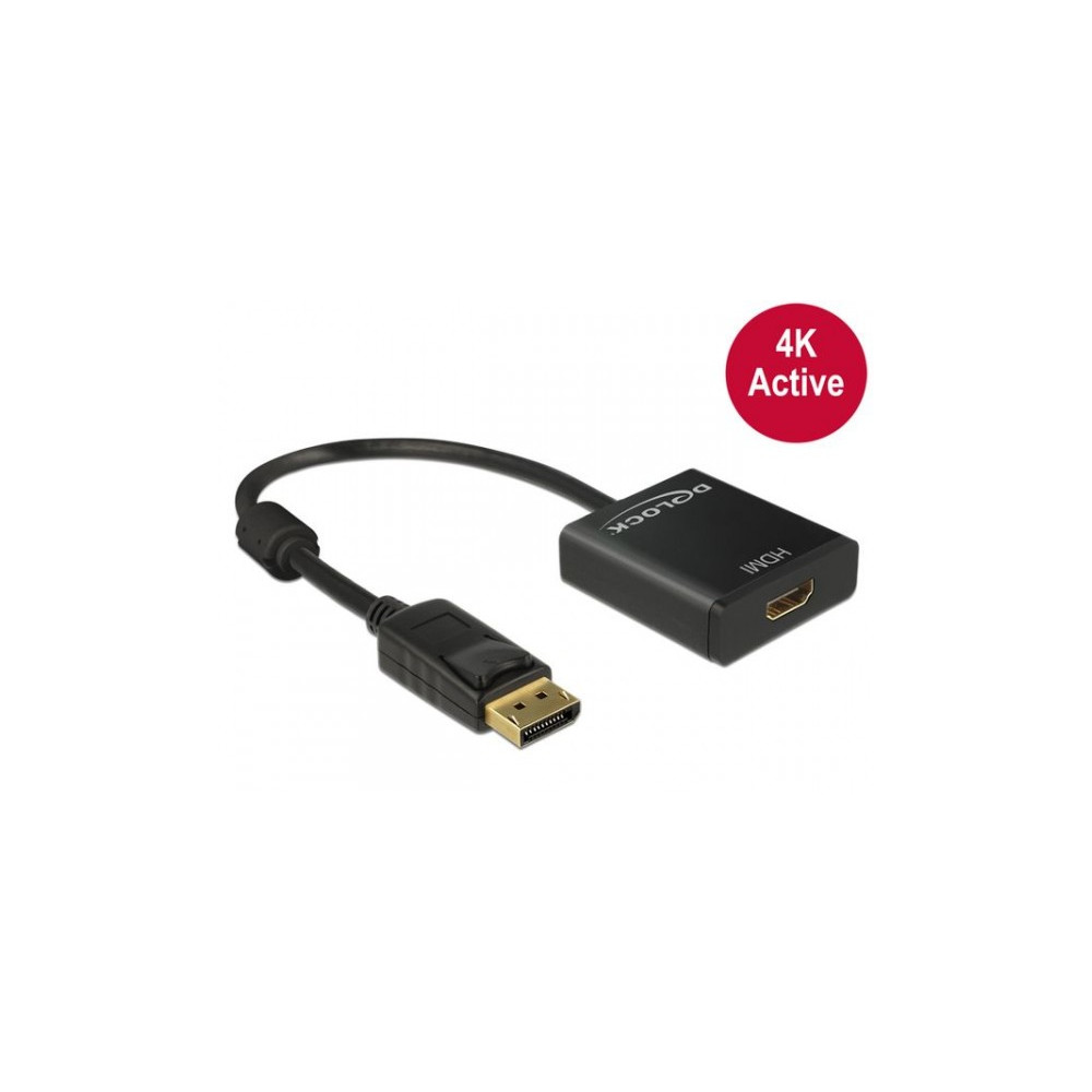 Produktbild för Delock Adapter Displayport 1.2 male > HDMI female 4K Active - videokonverterare - Parade PS171 - svart