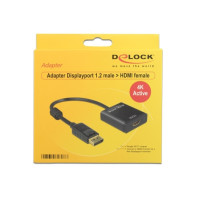 Produktbild för Delock Adapter Displayport 1.2 male > HDMI female 4K Active - videokonverterare - Parade PS171 - svart