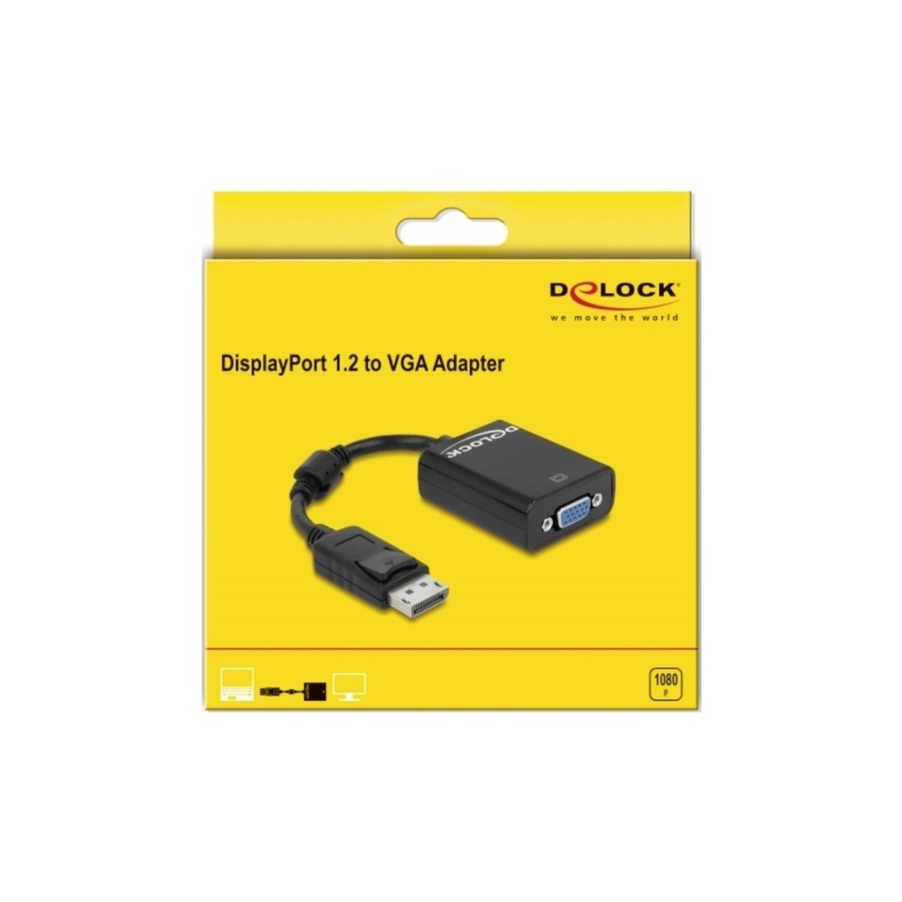 Produktbild för Delock Adapter Displayport male > VGA 15 pin female - VGA-adapter - 12.5 cm