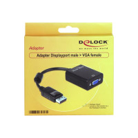 Produktbild för Delock Adapter Displayport male > VGA 15 pin female - VGA-adapter - 12.5 cm
