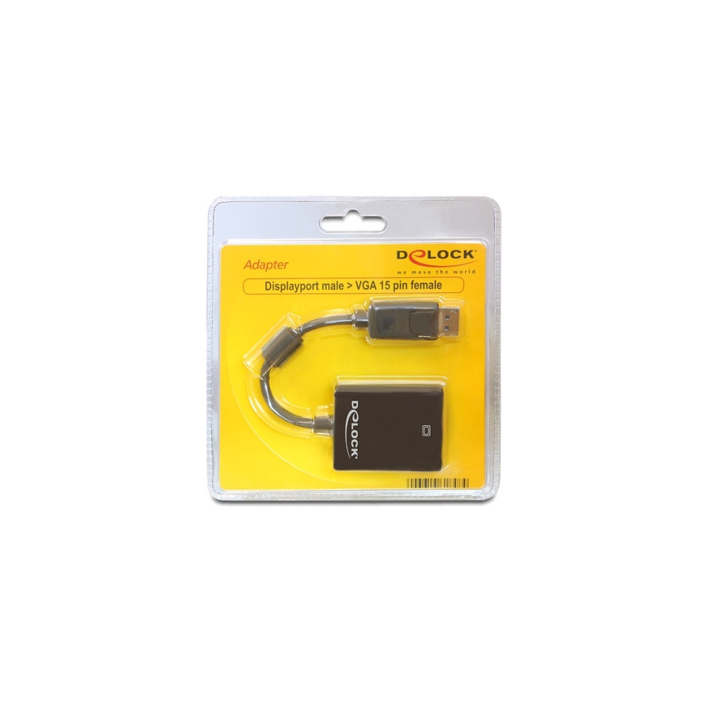 Produktbild för Delock Adapter Displayport male > VGA 15 pin female - VGA-adapter - 12.5 cm