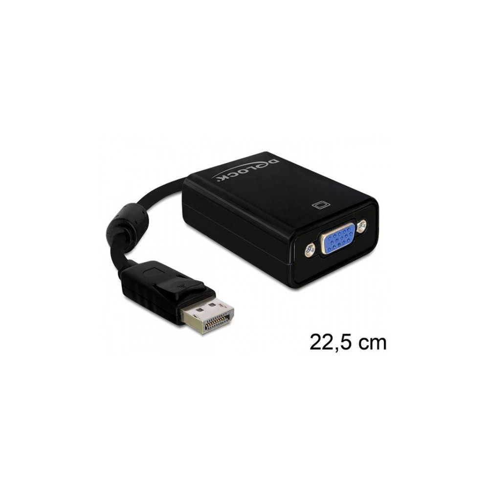 Produktbild för Delock Adapter Displayport male > VGA 15 pin female - VGA-adapter - 12.5 cm