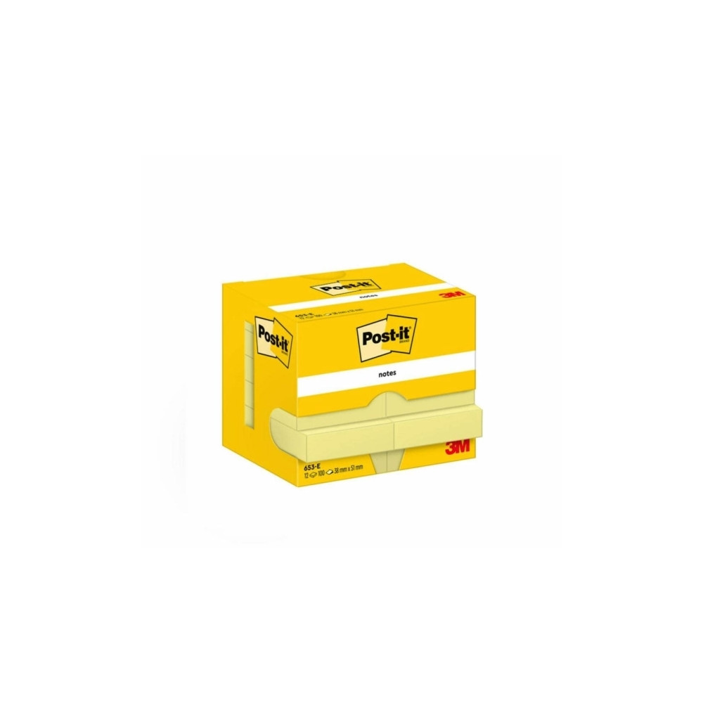 Produktbild för Post-it 653E - note - 38 x 51 mm - 1200 ark (12 x 100)