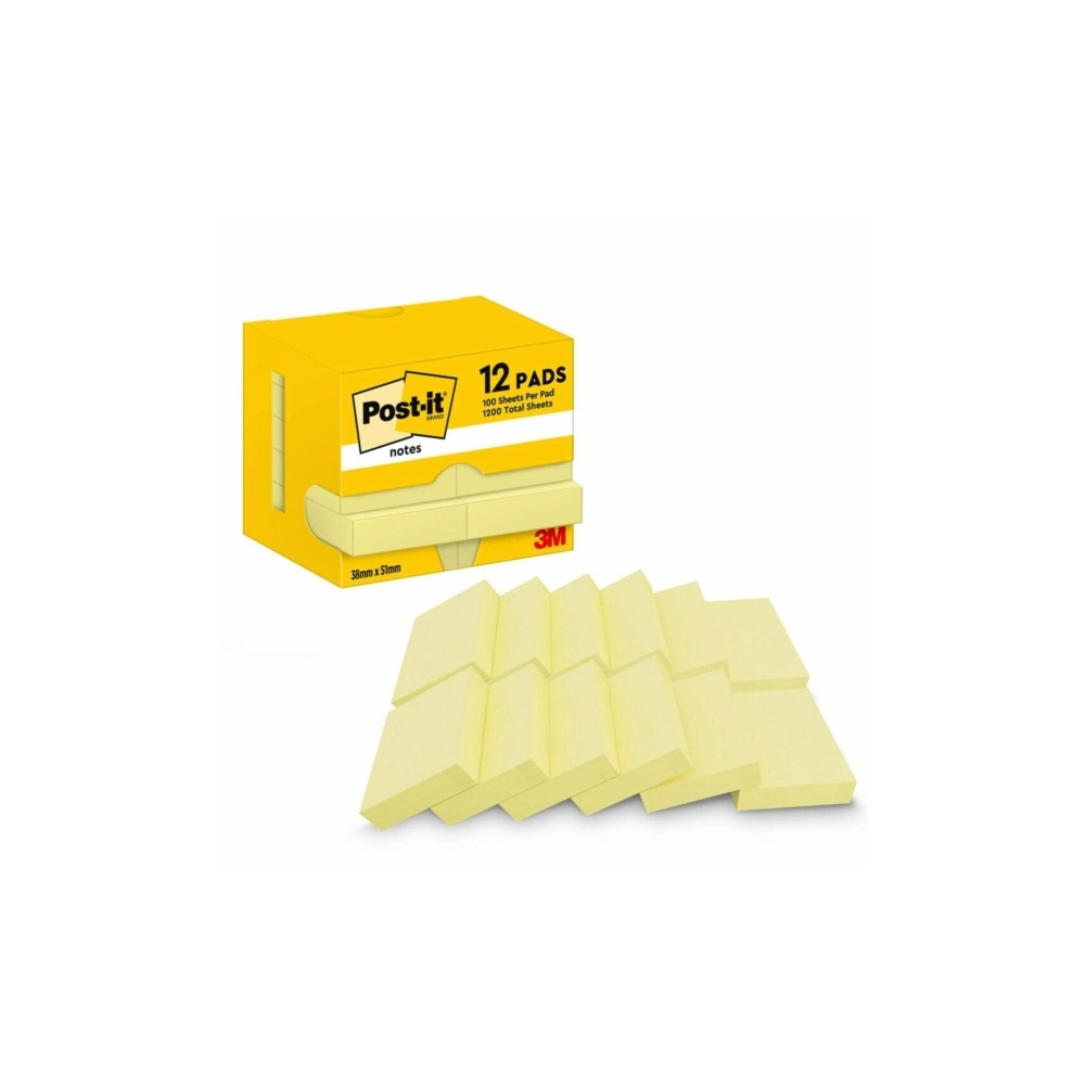 Produktbild för Post-it 653E - note - 38 x 51 mm - 1200 ark (12 x 100)