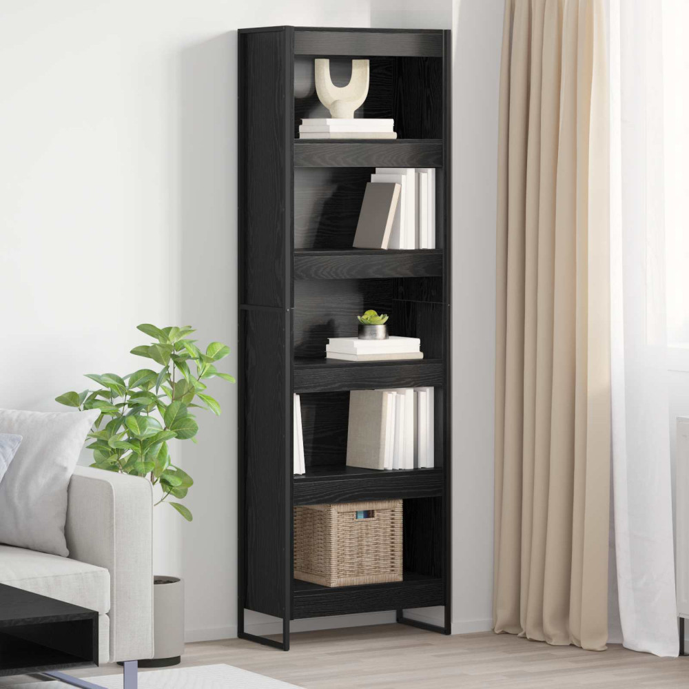 Produktbild för Bokskåp 2 pcs Svart Ek 60 x 30 x 189,5 cm Konstruerat trä