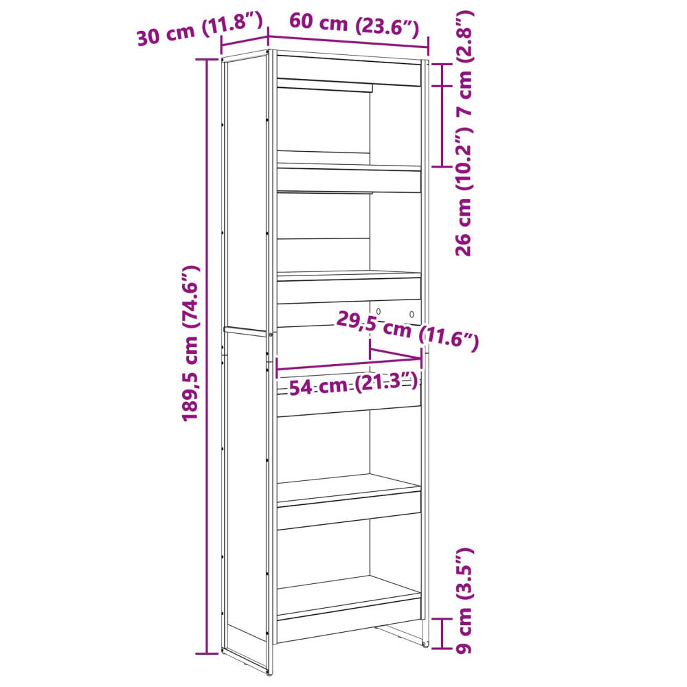 Produktbild för Bokskåp 2 pcs Sonoma 60 x 30 x 189,5 cm Konstruerat trä