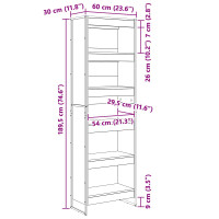 Produktbild för Bokskåp 2 pcs Rökek 60 x 30 x 189,5 cm Konstruerat trä