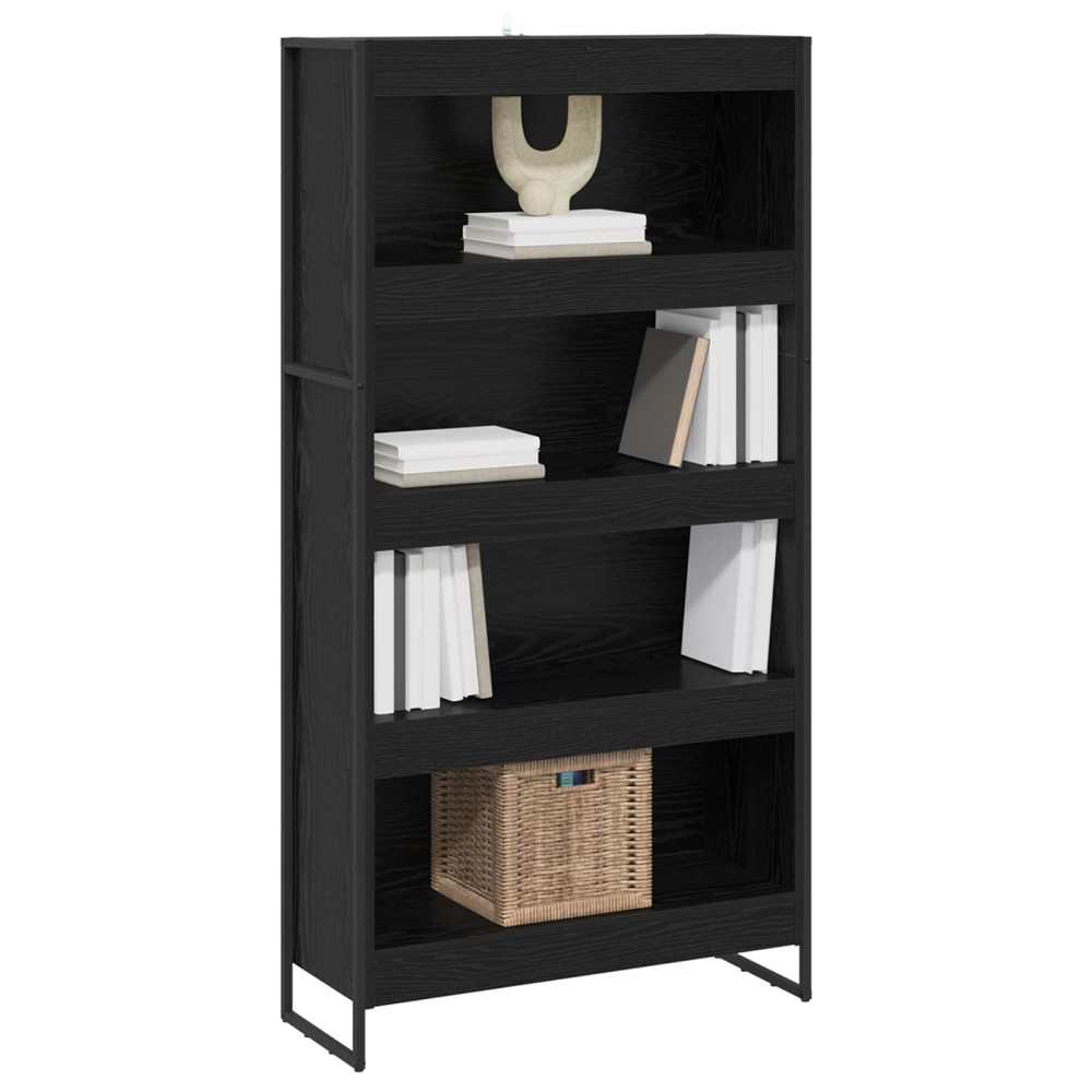 Produktbild för Bokskåp 2 pcs Svart Ek 80 x 30 x 155 cm Konstruerat trä