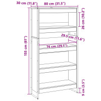 Produktbild för Bokskåp 2 pcs Rökek 80 x 30 x 155 cm Konstruerat trä